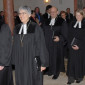 Auszug der neuen Pfarrerin Mareike Kraemer nach dem Festgottesdienst zusammen mit Regionalbischöfin Dr. Dorothea Greiner. Dahinter Dekan Jürgen Hacker und Pfarrerin Stefanie Krauß, Glashütten. Foto: Dieter Ienß